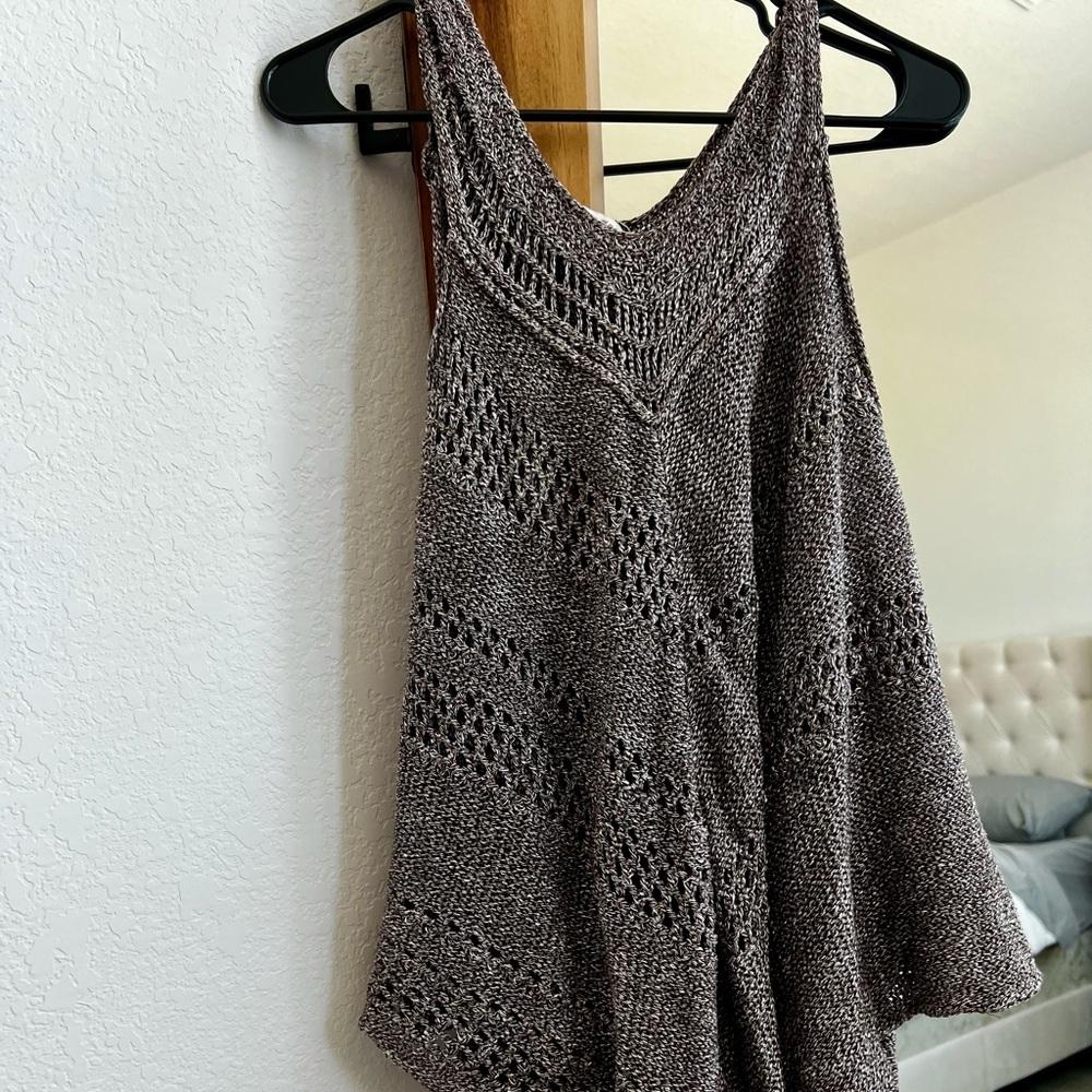 Umgee Brown Knit Poncho Sweater Tank